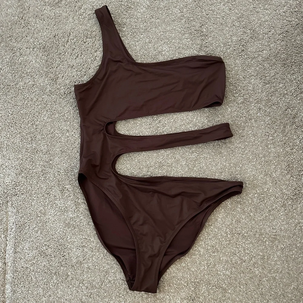 NWT SKIMS Cocoa Swim One Shoulder Monokini Size 2X